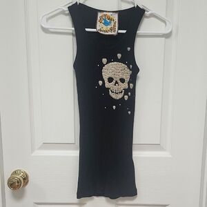 Black Tank Top with Skull Design